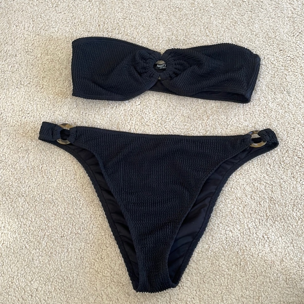 NWOT NASTY GAL black textured bathing suit size 10